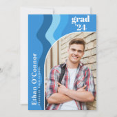 Blue Modern High School Graduate Foto Abschluss Ankündigung (Vorderseite)