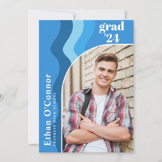 Blue Modern High School Graduate Foto Abschluss Ankündigung (Vorderseite)