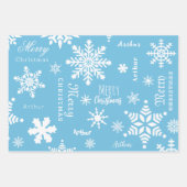 Blue Modern Individuelle Name Christmas Holiday Sn Geschenkpapier Set (Vorderseite)
