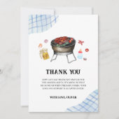 Blue Modern Kariert Retro Country Baby Q Baby Dusc Dankeskarte (Vorderseite)