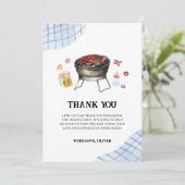 Blue Modern Kariert Retro Country Baby Q Baby Dusc Dankeskarte (Stehend Vorderseite)