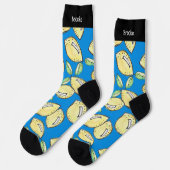 Blue Modern Lemon Niedlich Fun Summer Vibranntname Socken (Linkes Detail)