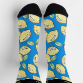 Blue Modern Lemon Niedlich Fun Summer Vibranntname Socken (Oben)
