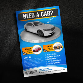 Blue Modern Luxury Car Rental Automobile Miete Flyer