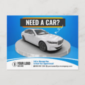 Blue Modern Luxury Car Rental Automobile Miete Postkarte (Vorderseite)