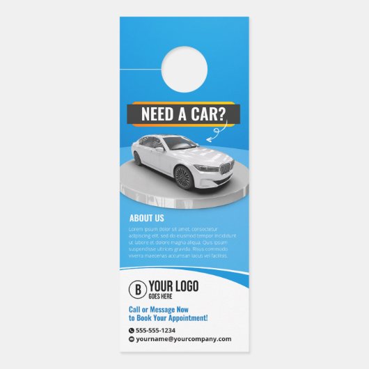 Blue Modern Luxury Car Rental Automobile Miete Türanhänger (Vorderseite)