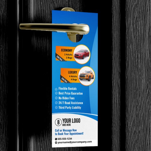 Blue Modern Luxury Car Rental Automobile Miete Türanhänger