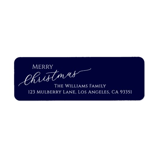 Blue Modern Merry Christmas Return Address (Vorne)
