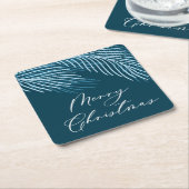 Blue Modern Merry Christmas Scripting Rechteckiger Pappuntersetzer (angewinkelt)