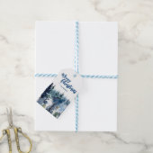 Blue Modern Merry xmas Bäume Wald Raindei Geschenkanhänger (Mit Garn)