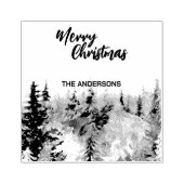 Blue Modern Merry xmas Bäume Wald Raindei Gummistempel (Prägung)