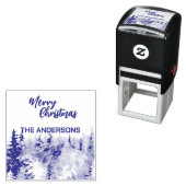 Blue Modern Merry xmas Bäume Wald Raindei Permastempel (Beispiel)