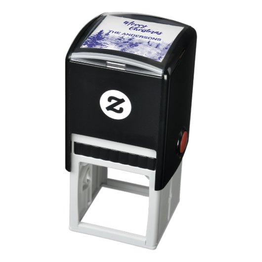 Blue Modern Merry xmas Bäume Wald Raindei Permastempel (Produkt)