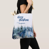 Blue Modern Merry xmas Bäume Wald Raindei Tasche (Von Nahem)