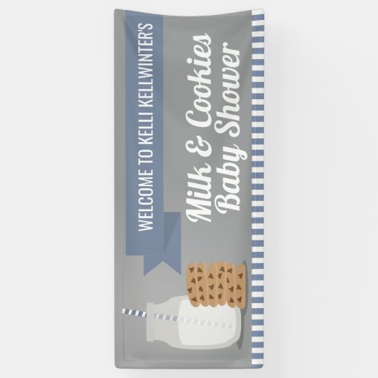 Blue Modern Milk and Cookies Striping Banner (Vertikal)