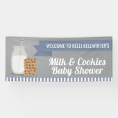 Blue Modern Milk and Cookies Striping Banner (Horizontal)