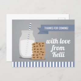Blue Modern Milk und Cookies gestrichen Vielen Dan Postkarte