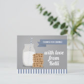Blue Modern Milk und Cookies gestrichen Vielen Dan Postkarte (Stehend Vorderseite)