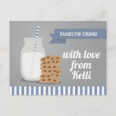 Blue Modern Milk und Cookies gestrichen Vielen Dan Postkarte (Vorderseite)