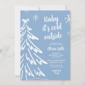Blue Modern Minimalist Winter Baby Shower Einladung (Vorderseite)