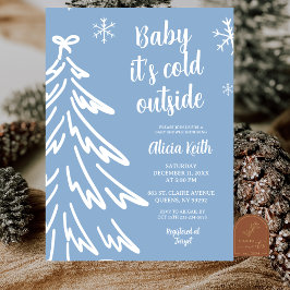 Blue Modern Minimalist Winter Baby Shower Einladung