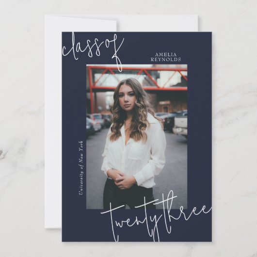 Blue Modern Minimalistisch Class of 2024 Abschluss Einladung (Vorderseite)