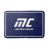 Blue Modern Monogram Clean Minimal Name Text fett Badematte (Vorderseite)