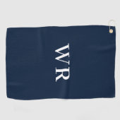 Blue Modern Monogram Golf Towel Golfhandtuch (Horizontal)