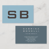 Blue Modern Monogram Standard Business Card Visitenkarte (Vorne/Hinten)