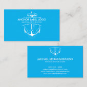 Blue Modern Nautical Anchor Visitenkarte (Vorne/Hinten)