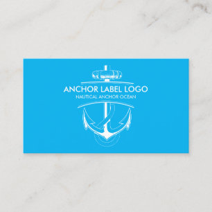 Blue Modern Nautical Anchor Visitenkarte
