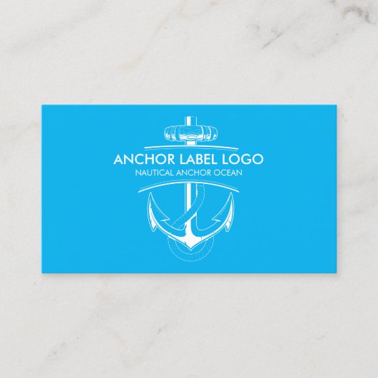 Blue Modern Nautical Anchor Visitenkarte (Vorderseite)
