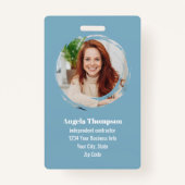 Blue Modern Photo QR Code Employee Ausweis (Vorderseite)