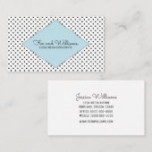 Blue Modern Polka Dots Business Card Visitenkarte (Vorne/Hinten)