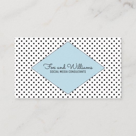 Blue Modern Polka Dots Business Card Visitenkarte (Vorderseite)