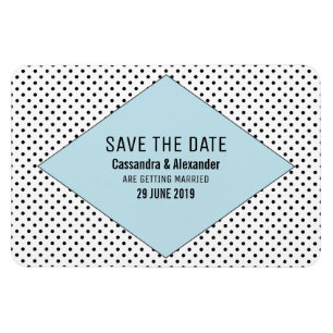 Blue Modern Polka Dots Save the Date Magnet
