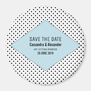 Blue Modern Polka Dots Save the Date Magnet