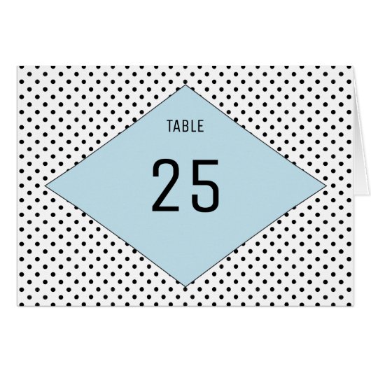 Blue Modern Polka Dots Tischnummer (Vorderseite (Horizontal))