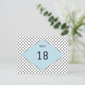 Blue Modern Polka Dots Tischnummer Postcard (Stehend Vorderseite)