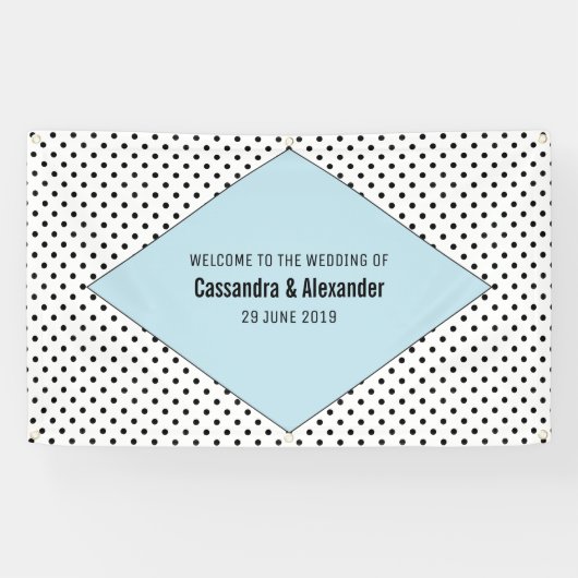 Blue Modern Polka Dots Wedding Banner (Horizontal)