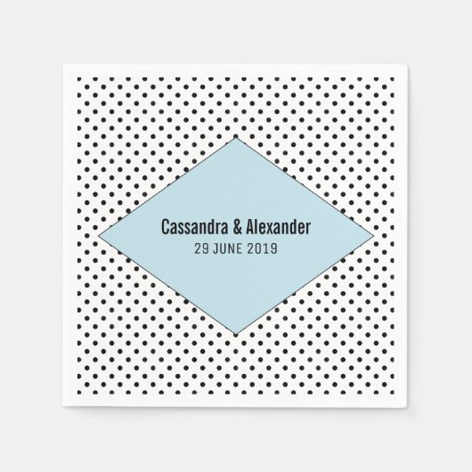 Blue Modern Polka Dots Wedding Serviette (Vorderseite)