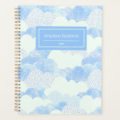 Blue Modern Rain Clouds Personalisierter Name Planer (Vorderseite)