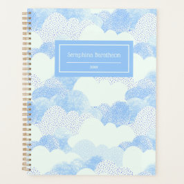 Blue Modern Rain Clouds Personalisierter Name Planer