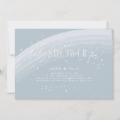 Blue Modern Rainbow and stars White Baby Dusche Einladung (Vorderseite)