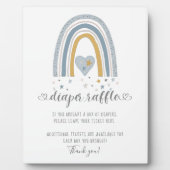 Blue Modern Rainbow Herz Sterne Windeln Raffelzeic Fotoplatte (Vorderseite)