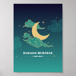Blue Modern Ramadan Mubarak Poster