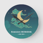 Blue Modern Ramadan Mubarak Uhren (Vorderseite)