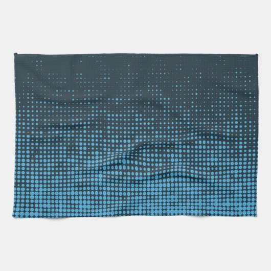 Blue, modern, retro, cool, trendy dot pattern geschirrtuch (Horizontal)