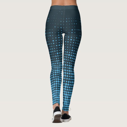 Blue, modern, retro, cool, trendy dot pattern leggings (Rückseite)