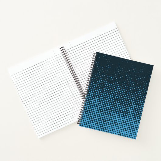 Blue, modern, retro, cool, trendy dot pattern notizblock (Innenseite)